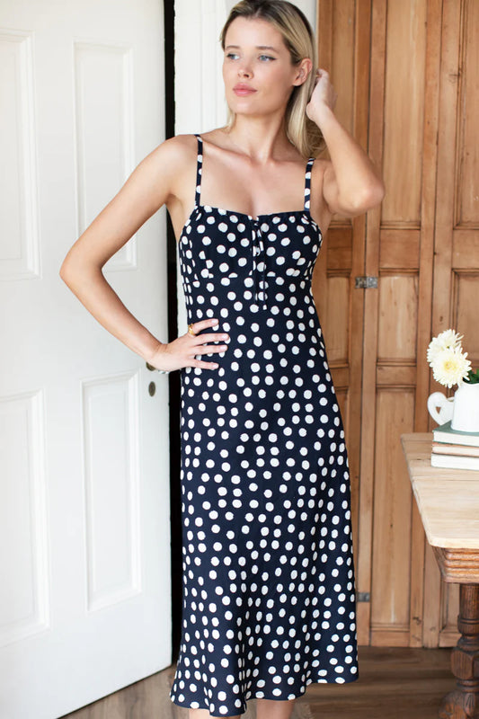 Amy Bias Sundress | Night + Ivory Dots