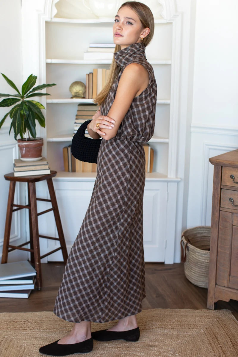 Bias Maxi Skirt | Cocoa Plaid