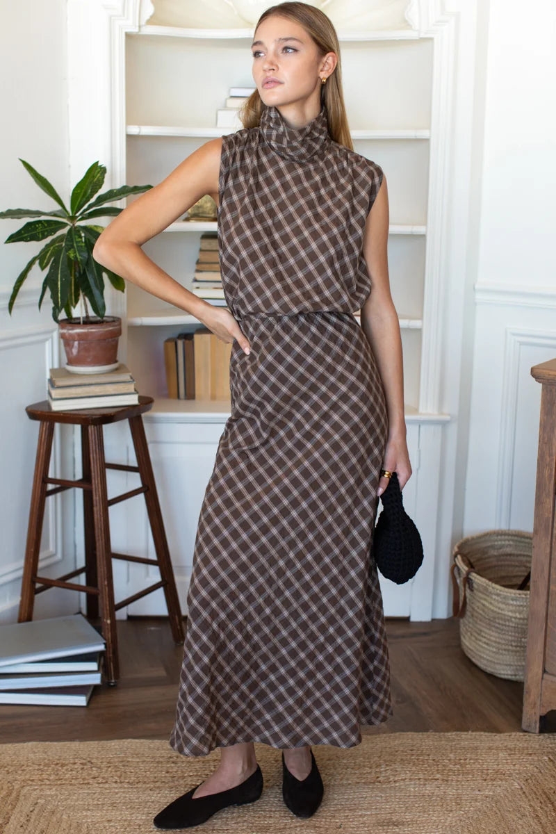 Bias Maxi Skirt | Cocoa Plaid
