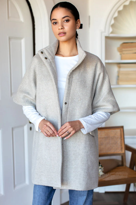 Mohair Wool Layering Jacket | Camel Houndstooth