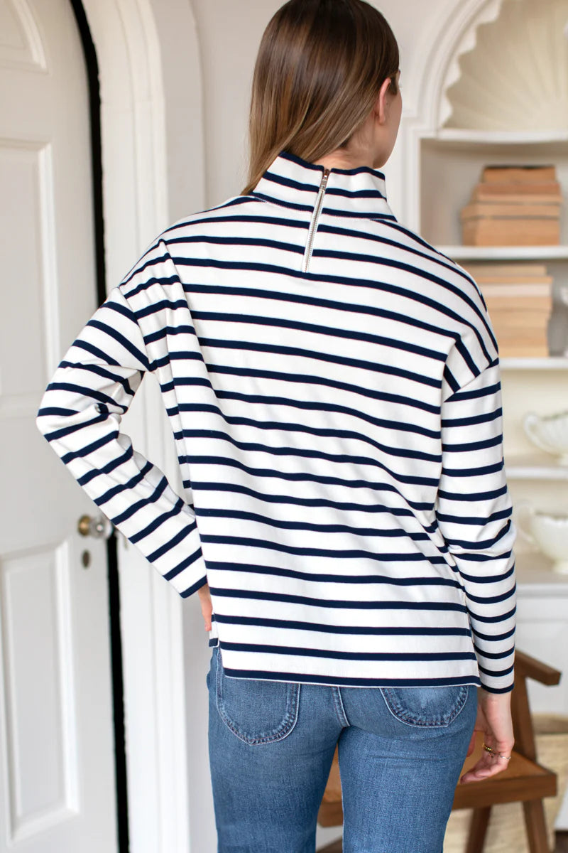 Edie Ribbed Top | Navy Stripe