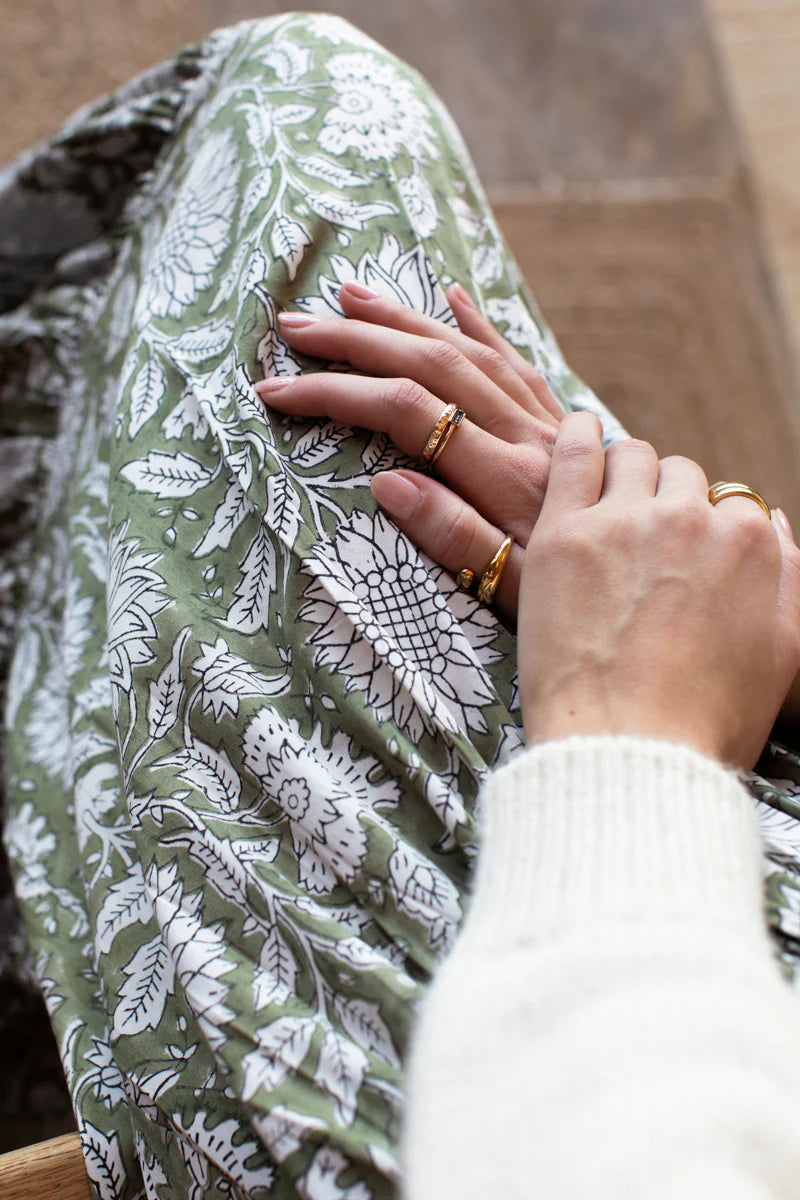 Shirred Maxi Skirt | Arles Gothic Olive