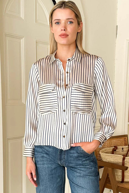 Longsleeve Utility Shirt | Indigo Stripe Silk