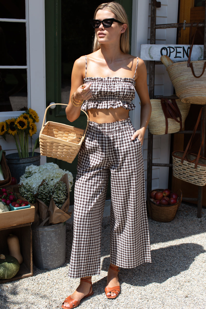 Pull On Pocket Pant | Cocoa Gingham