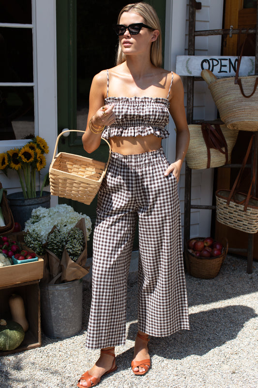 Pull On Pocket Pant | Cocoa Gingham