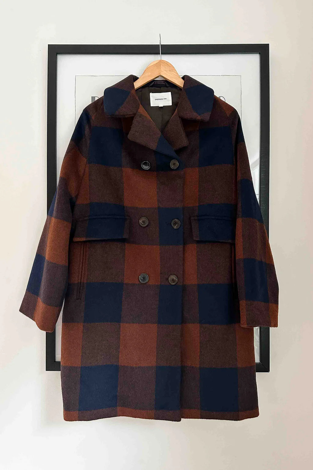 Thomas Plaid Wool Coat | Navy + Rust Check