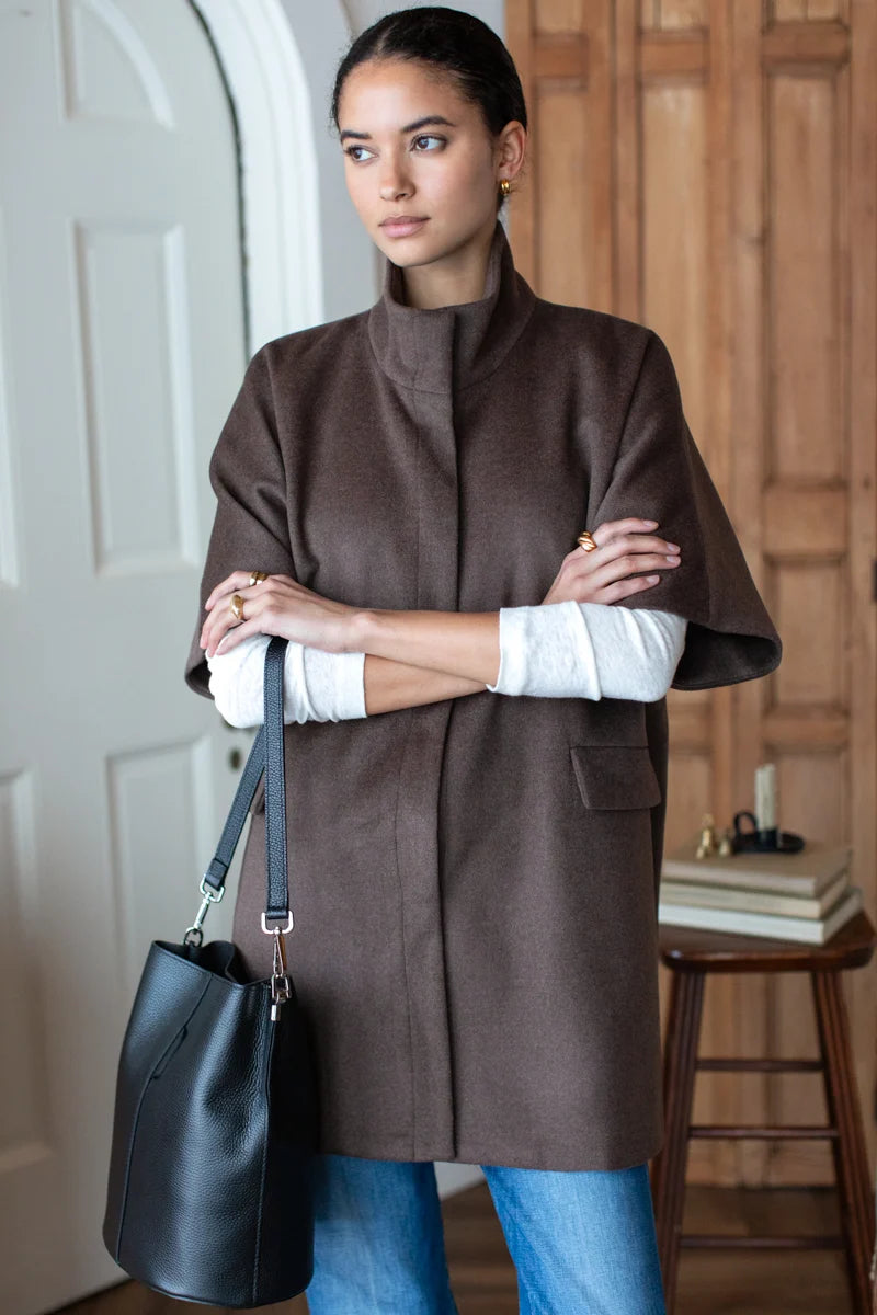 Wool Cashmere Layering Jacket | Bitter Chocolate