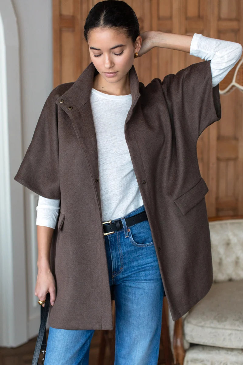 Wool Cashmere Layering Jacket | Bitter Chocolate