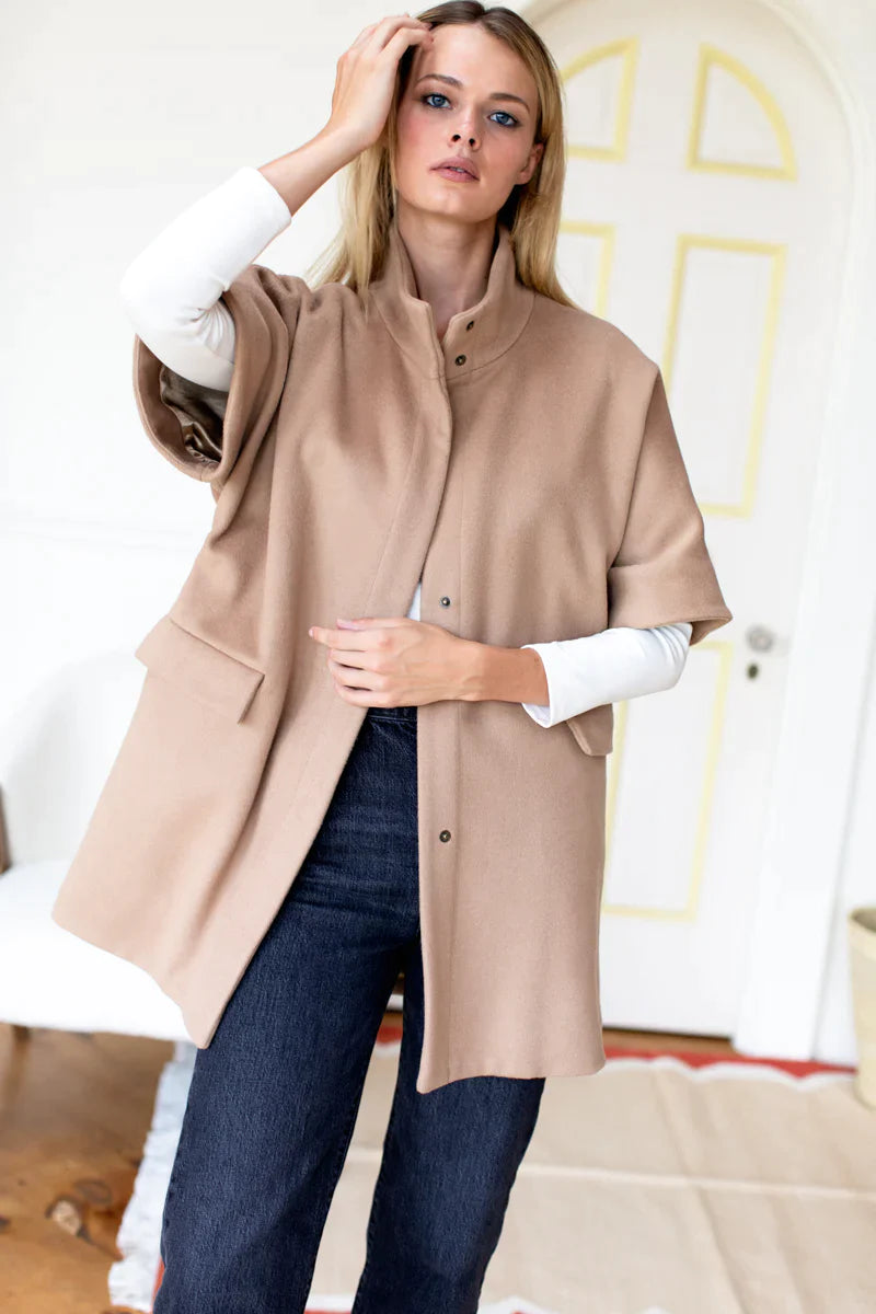 EMERSON FRY COLLECTION - Women's Ethical Fashion - Layering Jacket in Camel Wool Cashmere - Made in USA