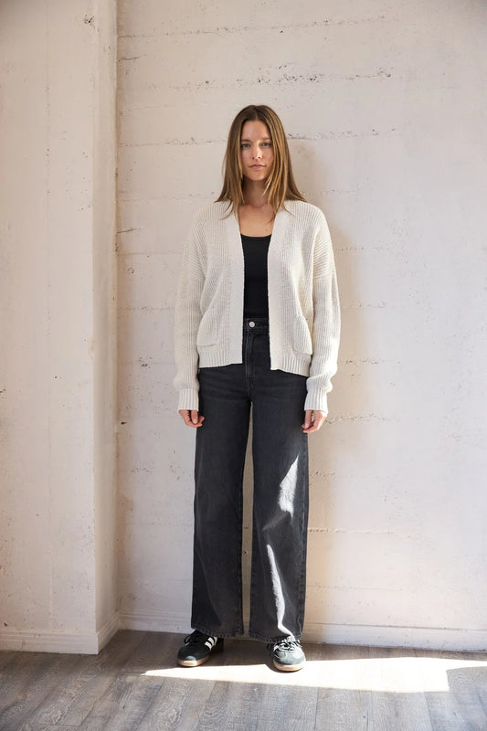Image of IT IS WELL LA Easy Open Cardigan in Natural Cotton. Made in USA.