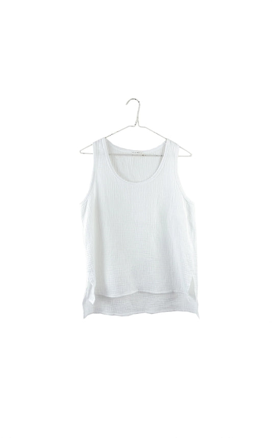 Organic Sleeveless Gauze Top | Salt White