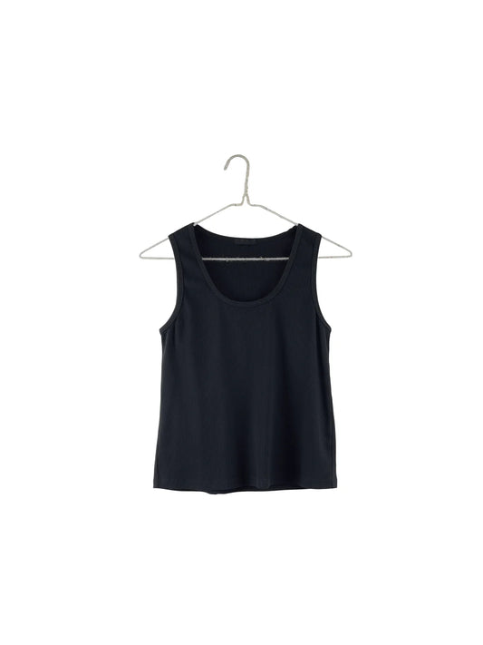 Image of IT IS WELL LA Ribbed Cotton Tank Top in Black. Made in USA.