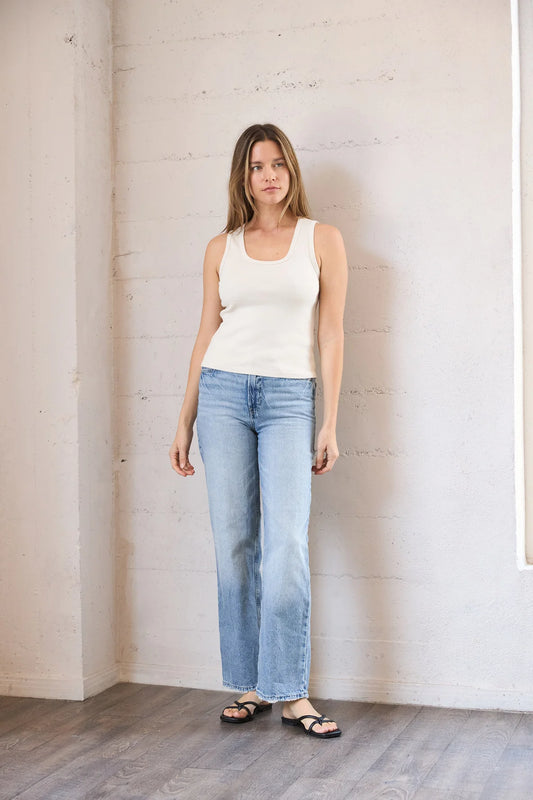 Image of IT IS WELL LA Ribbed Cotton Tank Top in Natural. Made in USA.