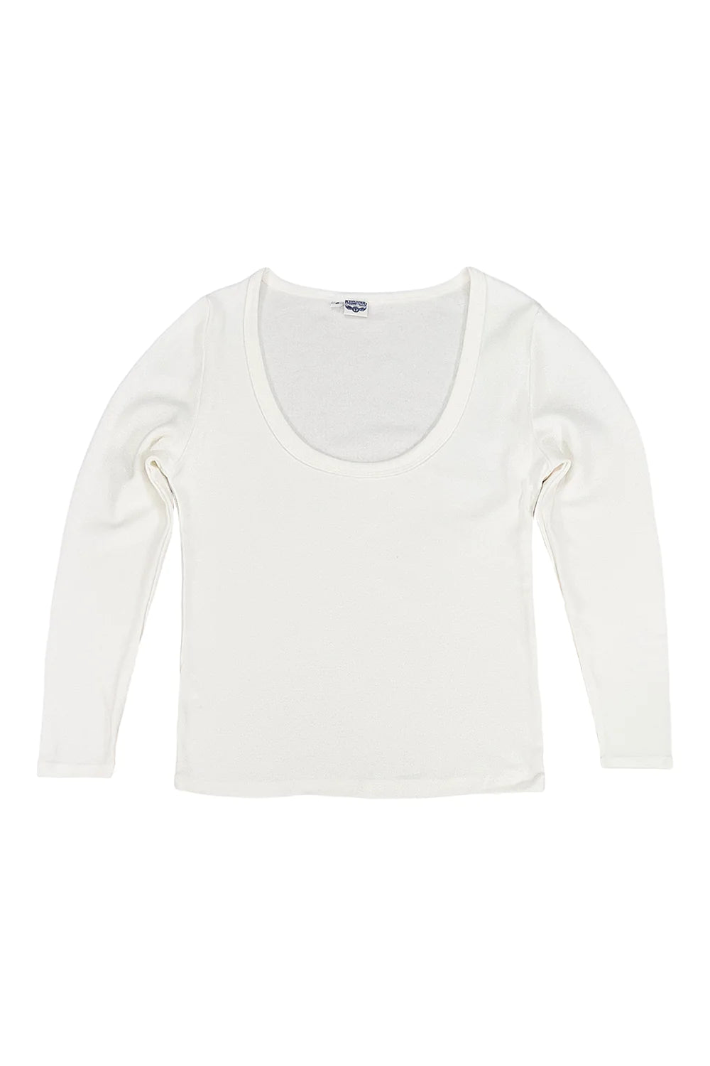 JUNGMAVEN Sustainable Hemp Clothing | Women's Paseo Scoop Neck Long Sleeve Tee in Baby Rib Fabric | Hemp and Organic Cotton Blend | Washed White Garment Dye