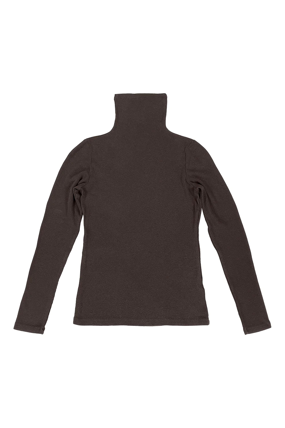 JUNGMAVEN Sustainable Hemp Clothing | Women's Classic Baby Rib Fitted Turtleneck | Made in USA | Garment Dyed Chocolate Brown Hemp Cotton Blend Fabric
