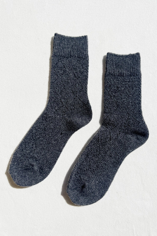 Cashmere Pointelle Sock | Charcoal