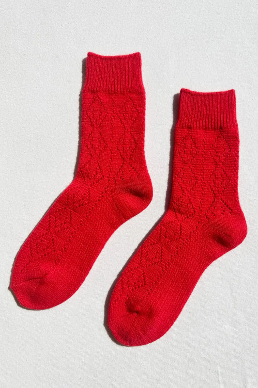 Cashmere Pointelle Sock | French Red