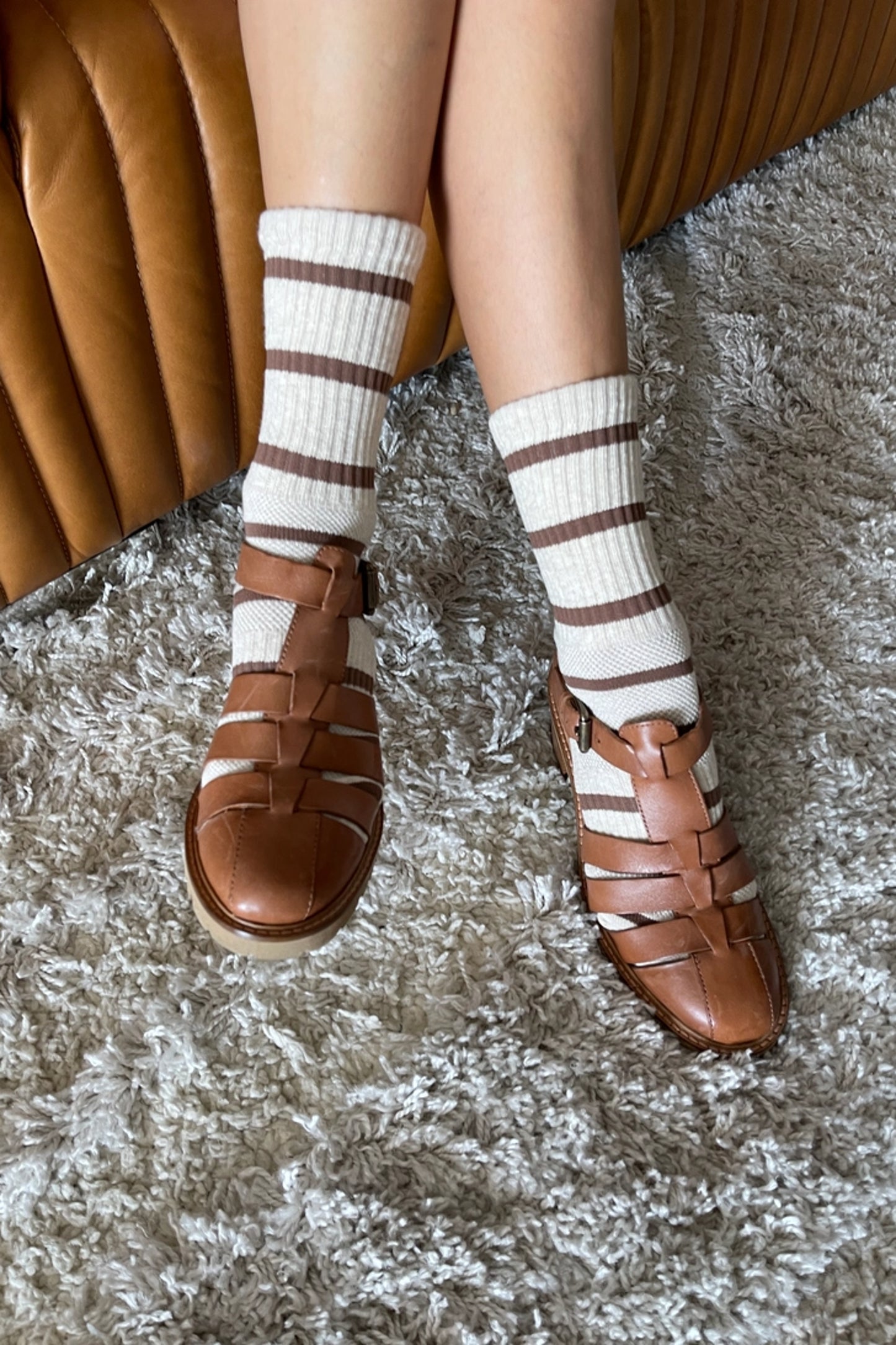 Boyfriend Socks | Flax Stripe