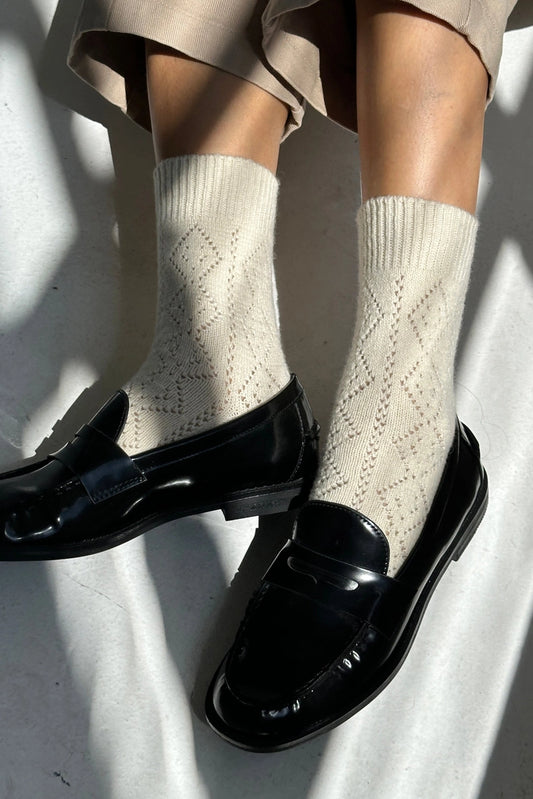 Cashmere Pointelle Sock | Cream