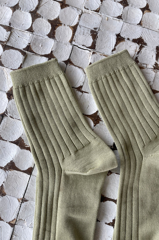 LE BON SHOPPE _ HER MERCERIZED COTTON TROUSER SOCKS _ AVOCADO SAGE GREEN _ WOMENS
