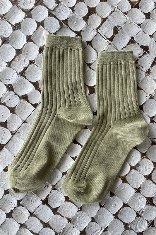 LE BON SHOPPE _ HER MERCERIZED COTTON TROUSER SOCKS _ AVOCADO SAGE GREEN _ WOMENS