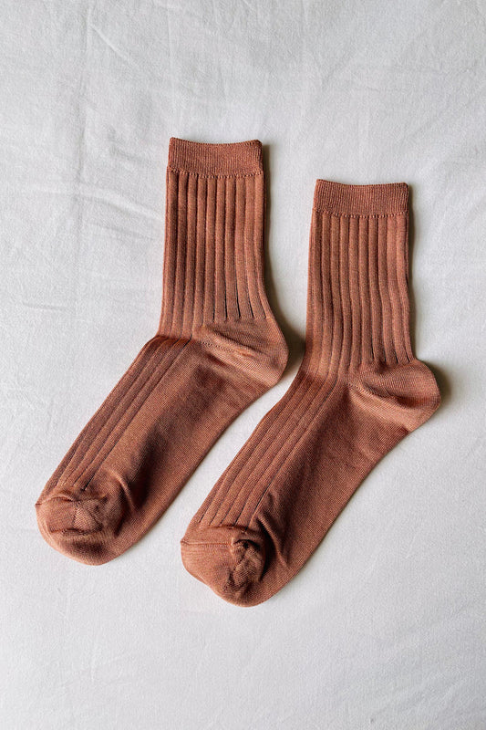 LE BON SHOPPE _ HER MERCERIZED COTTON TROUSER SOCKS _ NUDE PEACH _ WOMENS