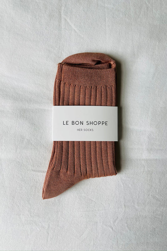 LE BON SHOPPE _ HER MERCERIZED COTTON TROUSER SOCKS _ NUDE PEACH _ WOMENS