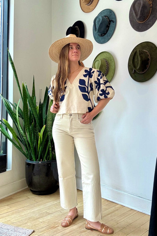 Matisse Blouse | Indigo Applique