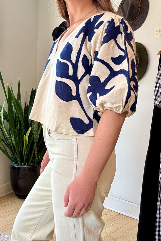 Matisse Blouse | Indigo Applique
