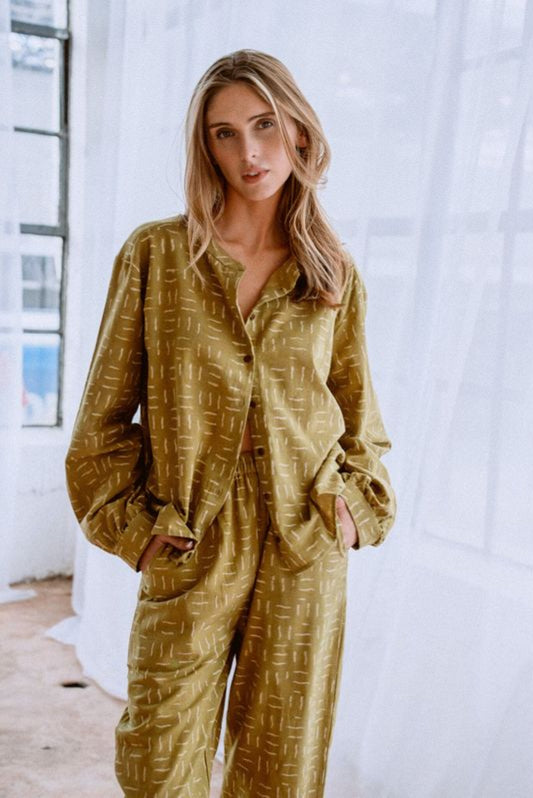 Twiggy Lounge Pant | Olive Cotton