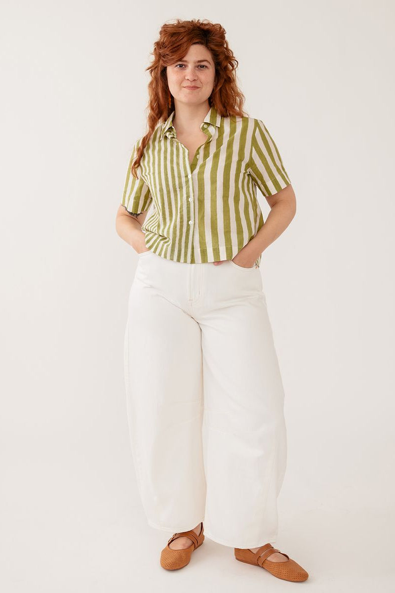 Benji Button Down | Green Stripe