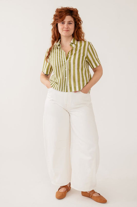 Benji Button Down | Green Stripe