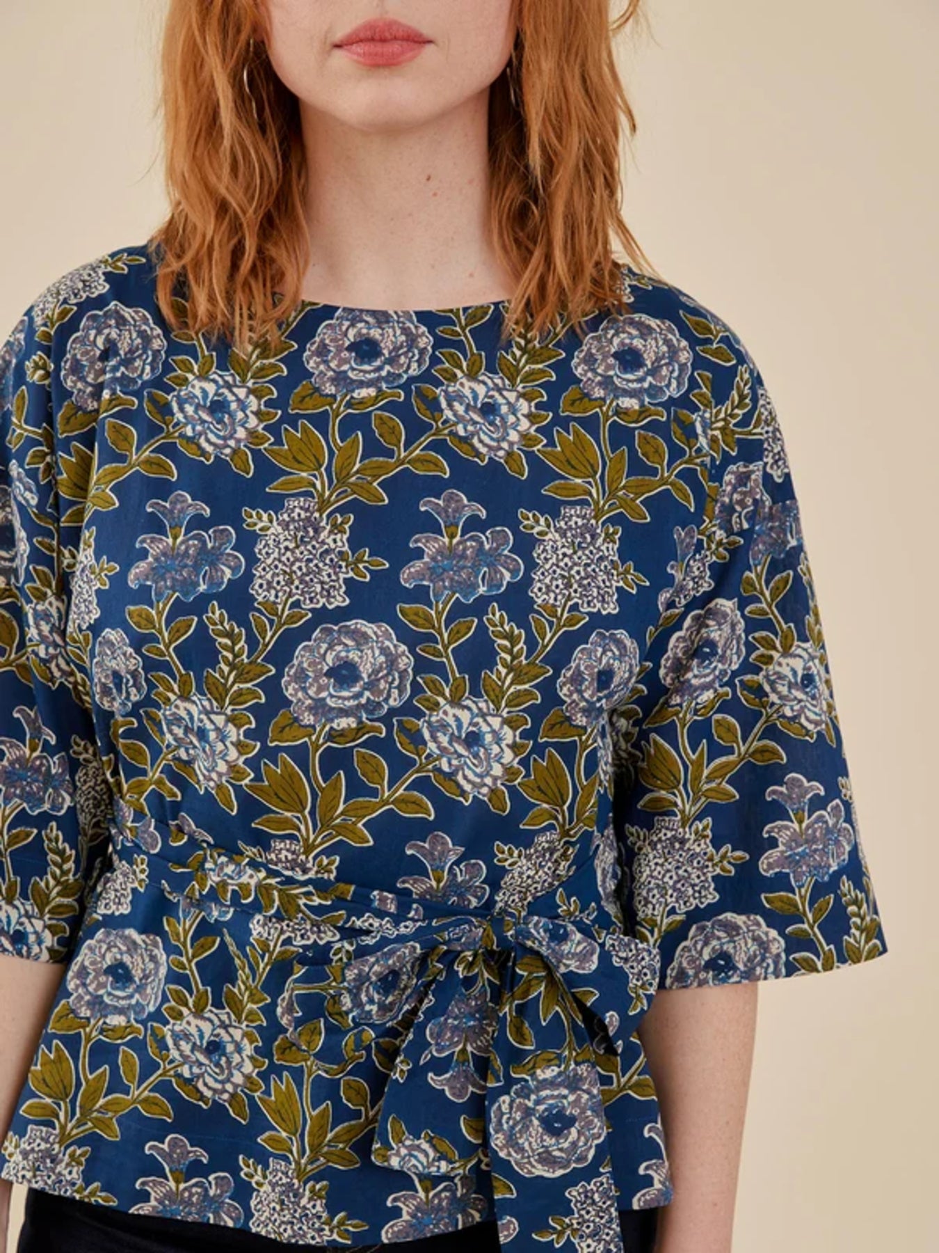 Ruth Top | Blue Blossoms