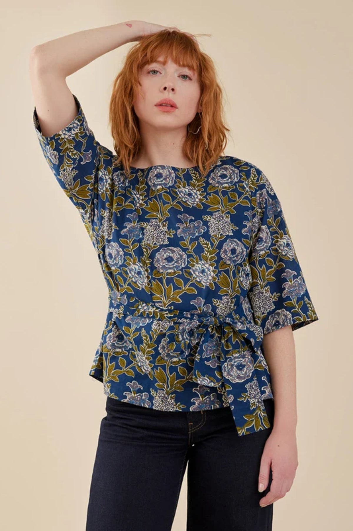 Ruth Top | Blue Blossoms