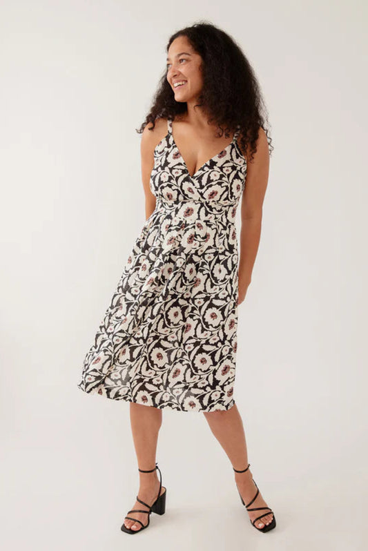 Lola Dress | Black Floral Linen