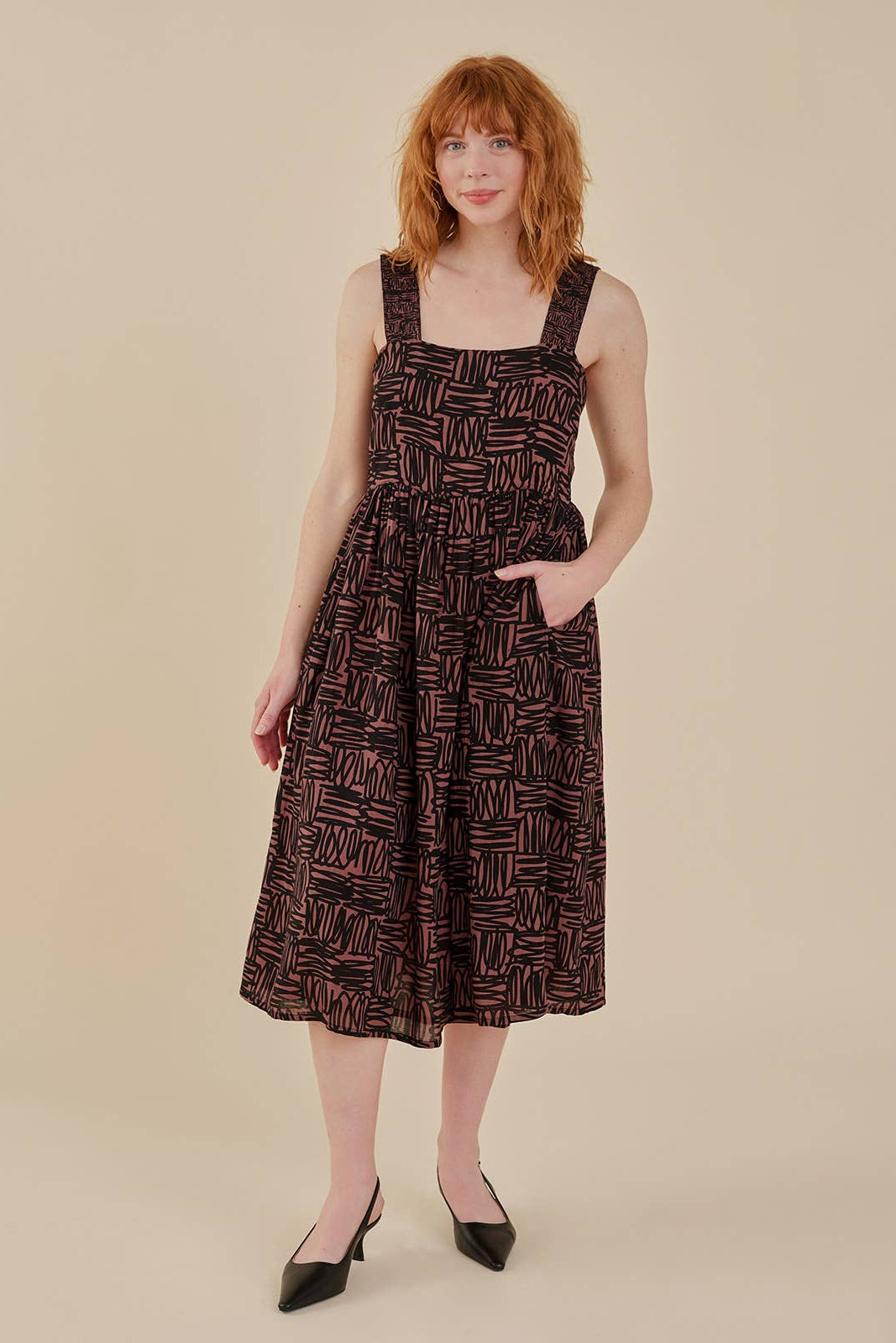 Nikita Wide Strap Dress | Mocha Scribbles