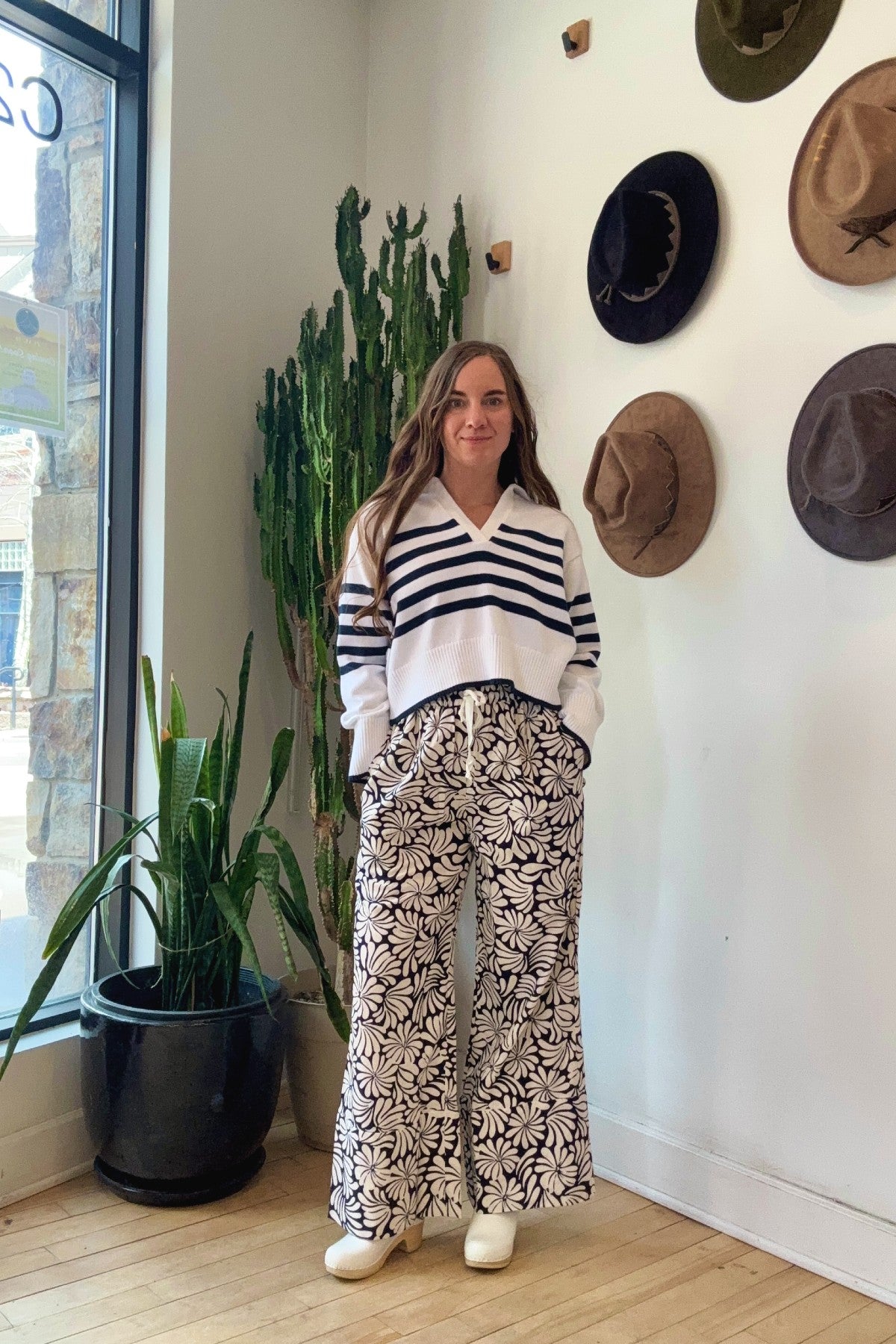 Big Hem Drawstring Pant | Navy Squiggle