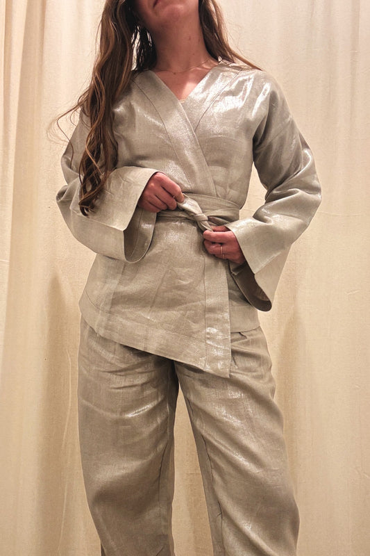 Kimono Wrap Top | Champagne Shimmer Twill