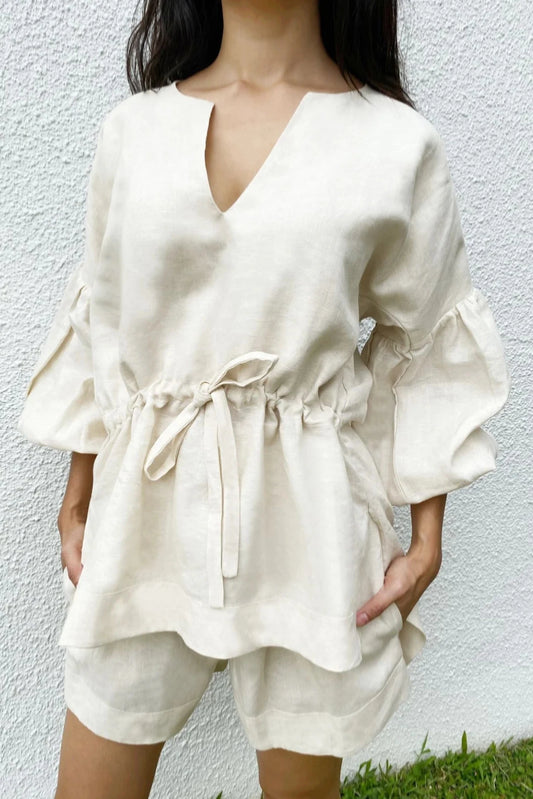 Linen Lounge Top | Natural White