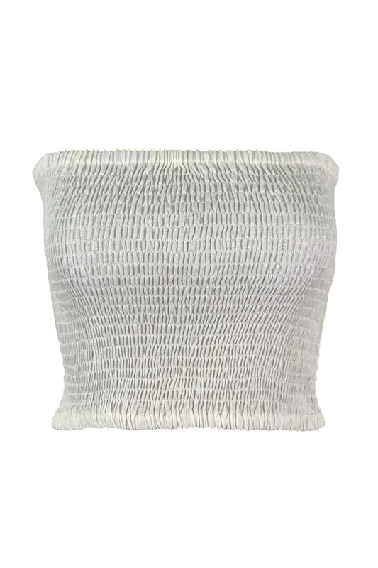 Shirred Tube Top | Deadstock White Linen