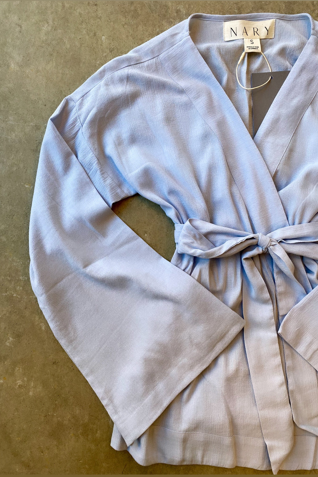 Long Sleeve Wrap Top | Baby Blue Gauze