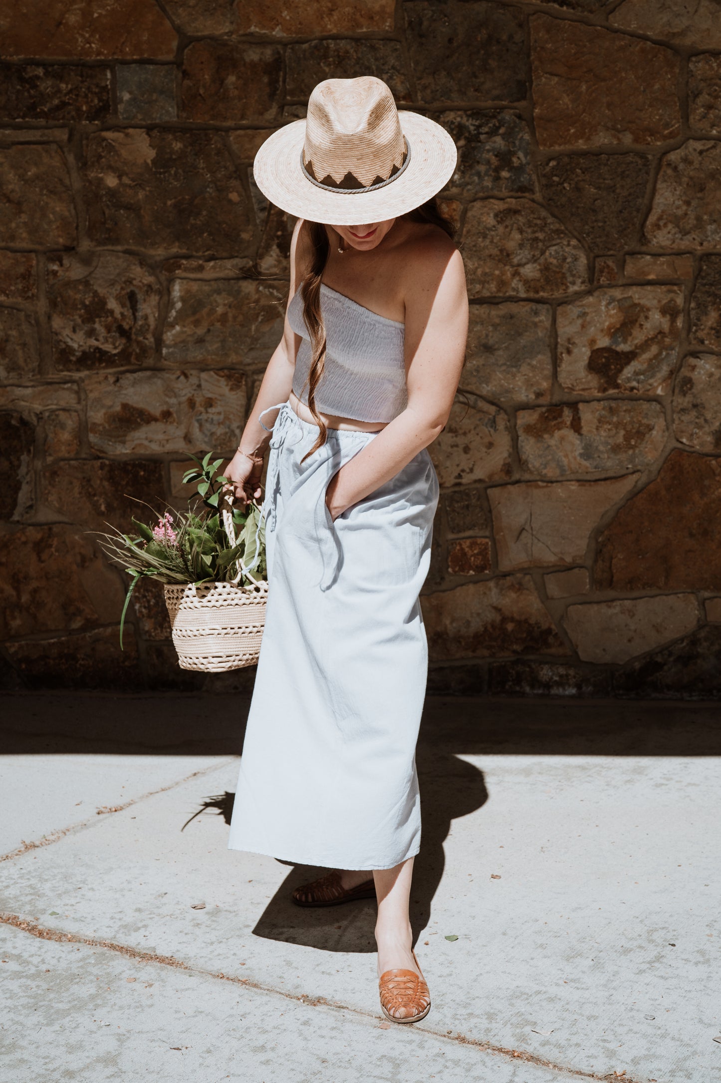 Shirred Tube Top | Deadstock White Linen