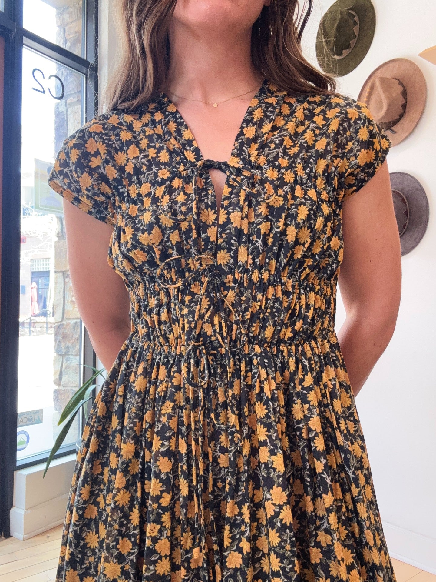 3-Tier Gathered Waist Dress | Floral Cotton