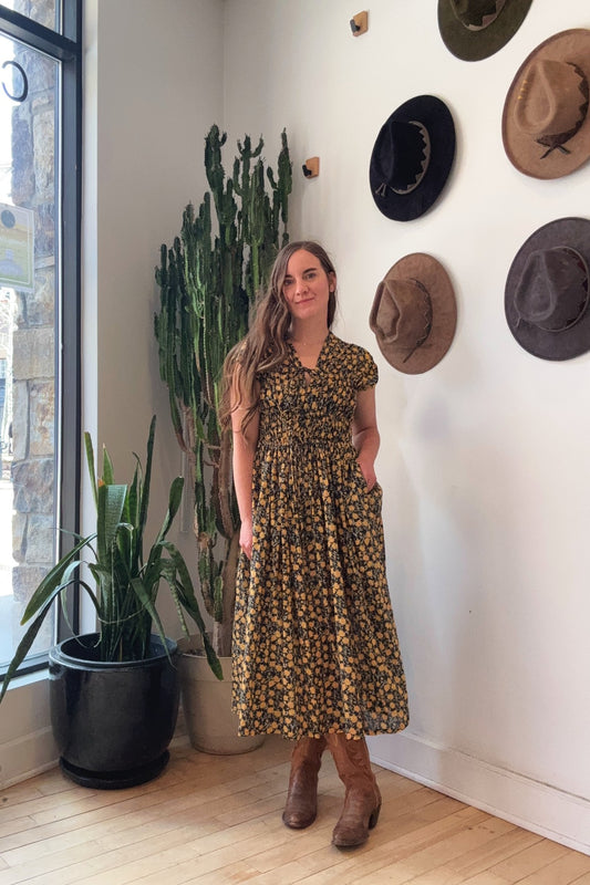 3-Tier Gathered Waist Dress | Floral Cotton