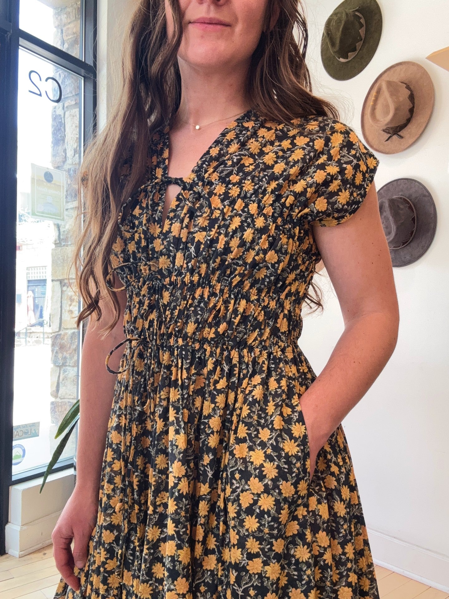 3-Tier Gathered Waist Dress | Floral Cotton