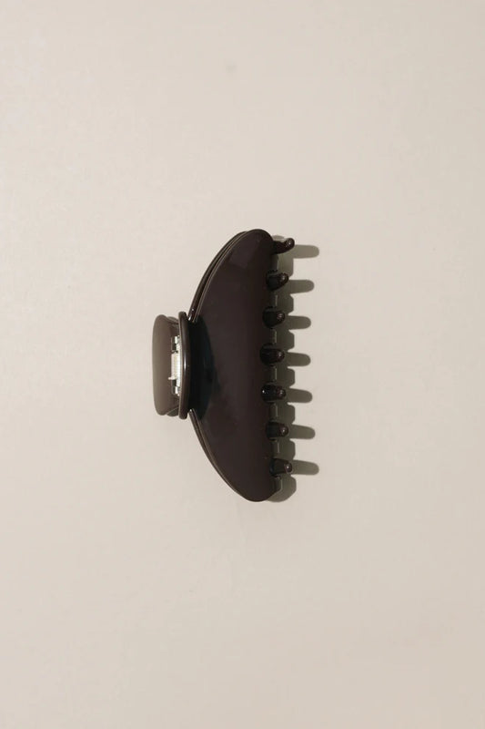 NAT AND NOOR Ethically Made Sustainable Hair Accessories - Large 4" Minimalist Hair Claw in Chocolate Brown on Flat Surface