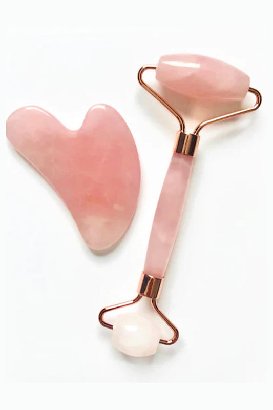 Gua Sha + Roller Set | Rose Quartz