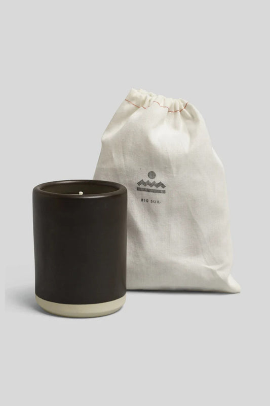 NORDEN GOODS Made in California Handthrown Ceramic Coconut and Apricot Wax Sustainable Organic Candle Oakmoss Pine Wood Smoke Big Sur Fragrance