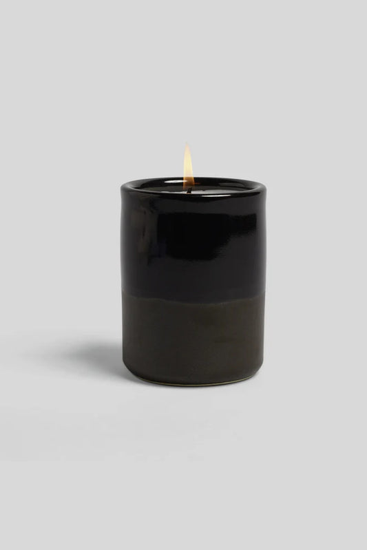 NORDEN GOODS Made in California Handthrown Ceramic Coconut and Apricot Wax Sustainable Organic Candle Tobacco and Sandalwood Monhegan Scent