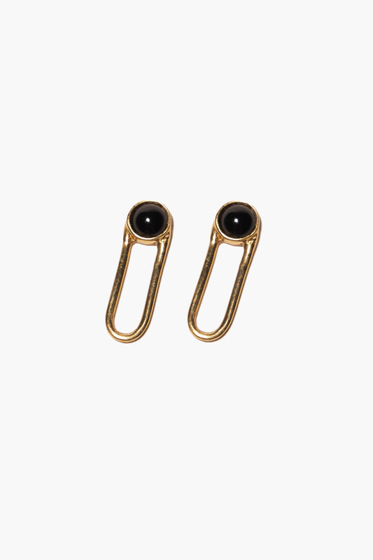 ODETTE_NY_Aura_Black_Onyx_Stud_Earrings_with_Brass_Mini_Drop_Handmade_in_USA
